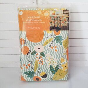Mainstays 70" Round Fall Floral Vinyl Tablecloth with Backing Pumpkin Leaf Nuts
